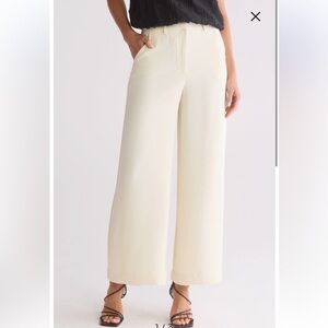 Max Studios High Waisted Elegant Cream Wide-Leg Pants Size Small